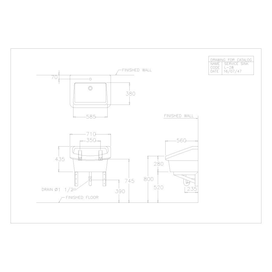Chậu dịch vụ COTTO C2800 treo tường Sink - 2