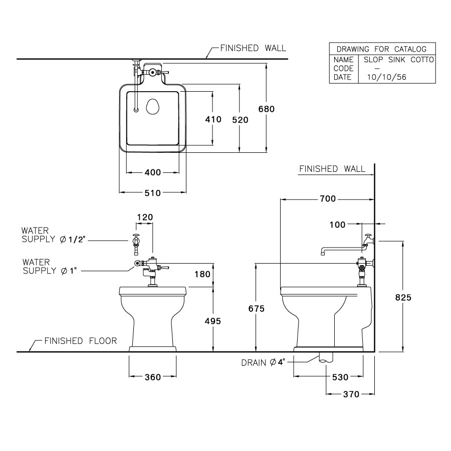 Chậu dịch vụ COTTO C3300 đặt sàn Slop Sink - 2