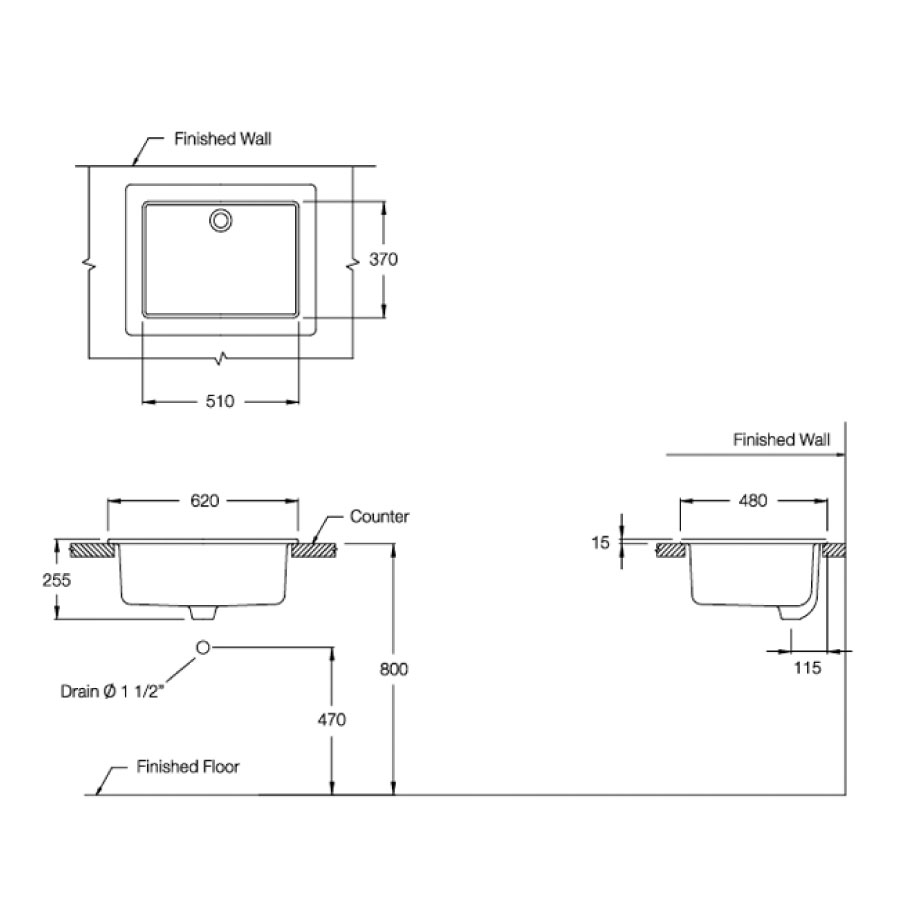 Chậu dịch vụ COTTO C5241 đặt bàn Sink 24 - 2