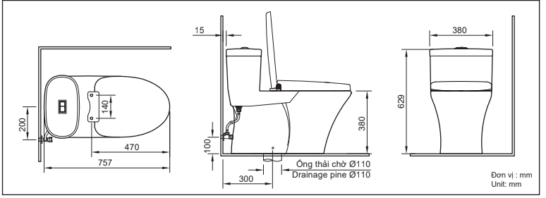 Bồn cầu 1 khối INAX AC-959VAN-2 (AC959VAN2) nắp đóng êm