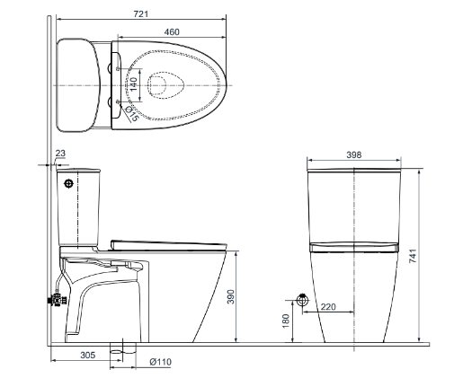 Bồn cầu 2 khối xả cảm ứng INAX ACT-602VN (ACT602VN) nắp đóng êm