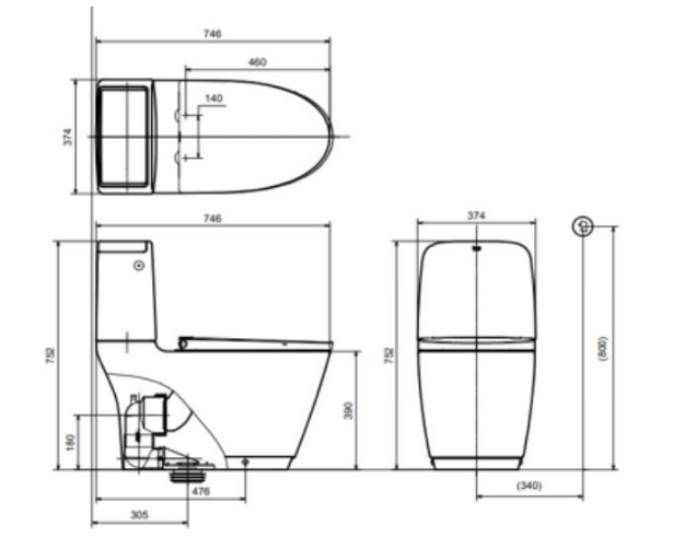Bồn cầu 2 khối xả cảm ứng INAX ACT-832VN (ACT832VN) nắp đóng êm