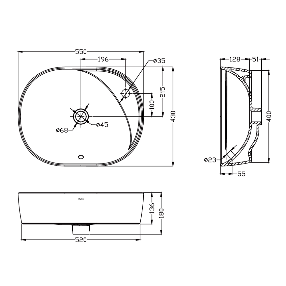 Lavabo đặt bàn MOEN SW53711 - 2
