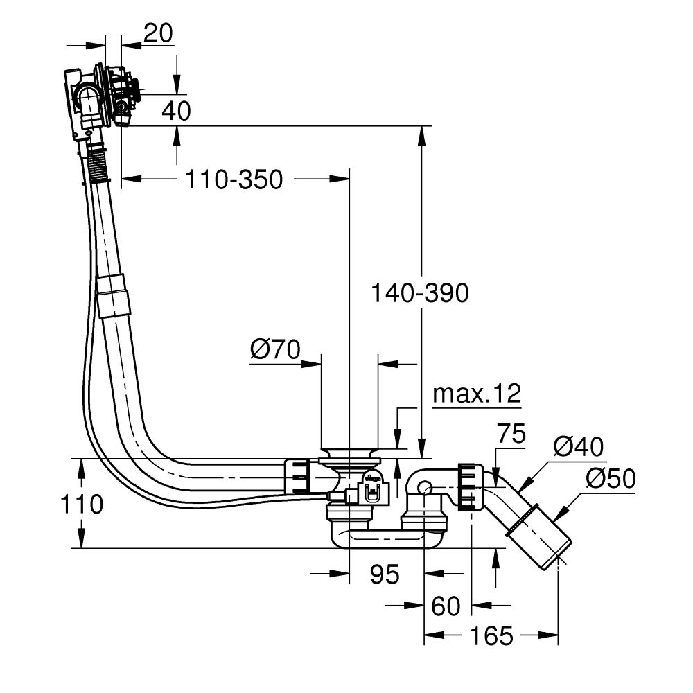 Bộ xả bồn tắm Talentofill GROHE 28991000 - 2