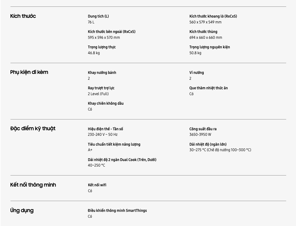 Lò nướng Samsung Bespoke Dual Cook 76L NV7B6675CAA/SV (SmartThings) - 4