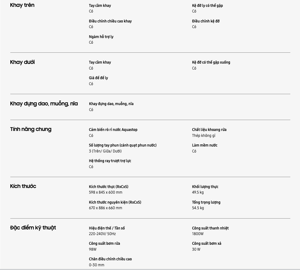 Máy rửa chén Samsung  Bespoke diệt khuẩn chuyên sâu Hygiene Care DW60CG550FSGSV - 19