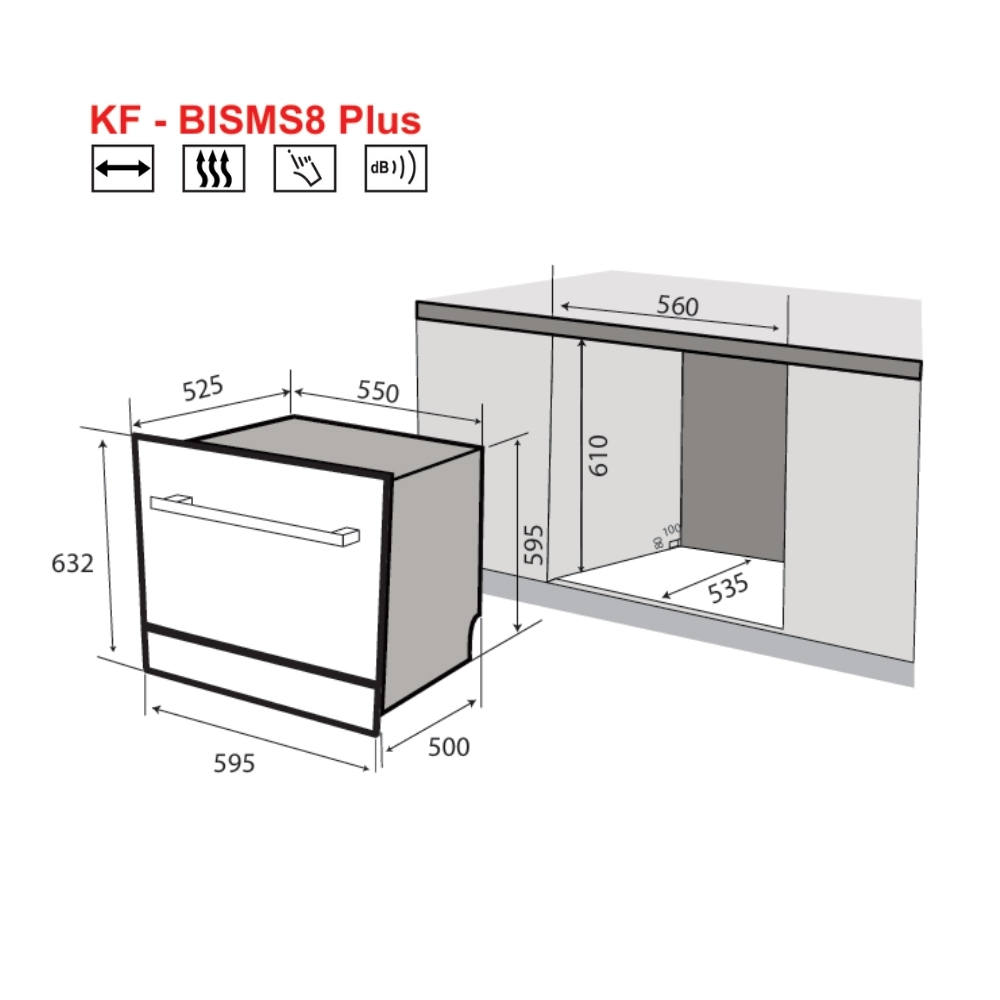 Máy rửa chén âm tủ bán phần KAFF KF-BISMS8Plus - 3