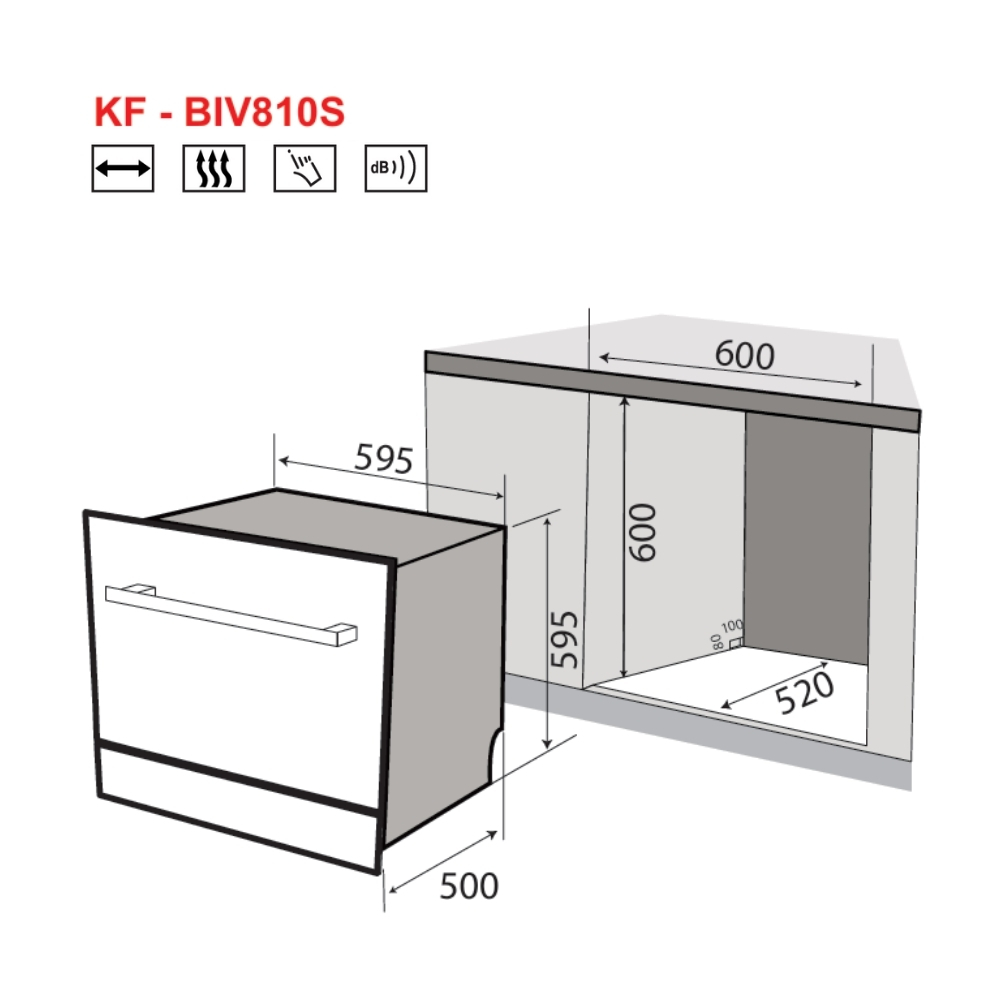 Máy rửa chén âm tủ bán phần KAFF KF-BIV810S - 3