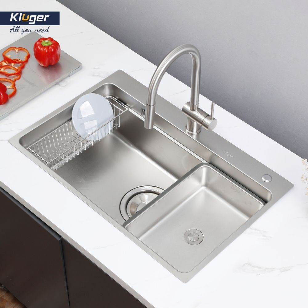 Chậu rửa chén Posco 304 Linen dập nổi Kluger KF7850FS Plus - 11