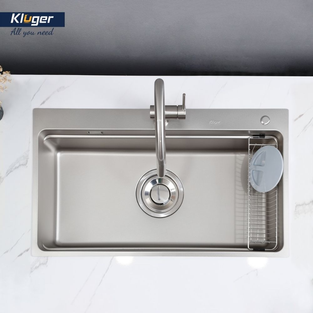 Chậu rửa chén Posco 304 Linen dập nổi Kluger KF8850FS Basic - 4