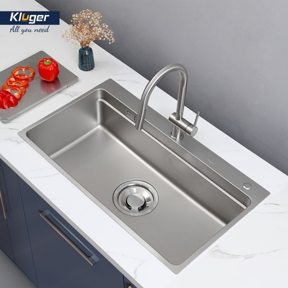 Chậu rửa chén Posco 304 Linen dập nổi Kluger KF8850FS Basic - 5