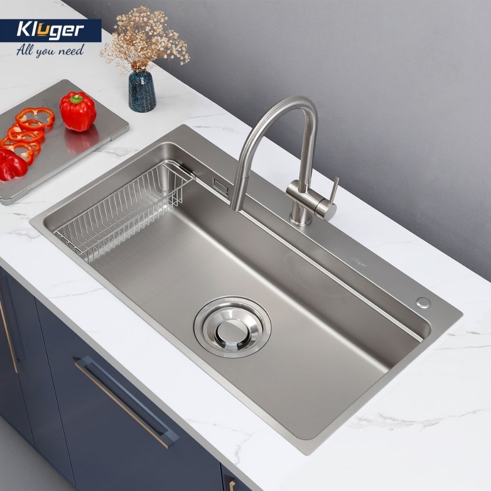 Chậu rửa chén Posco 304 Linen dập nổi Kluger KF8850FS Basic - 7
