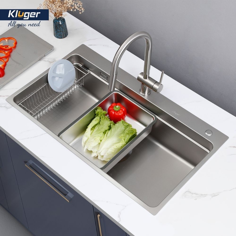 Chậu rửa chén Posco 304 Linen dập nổi Kluger KF8850FS Plus - 6