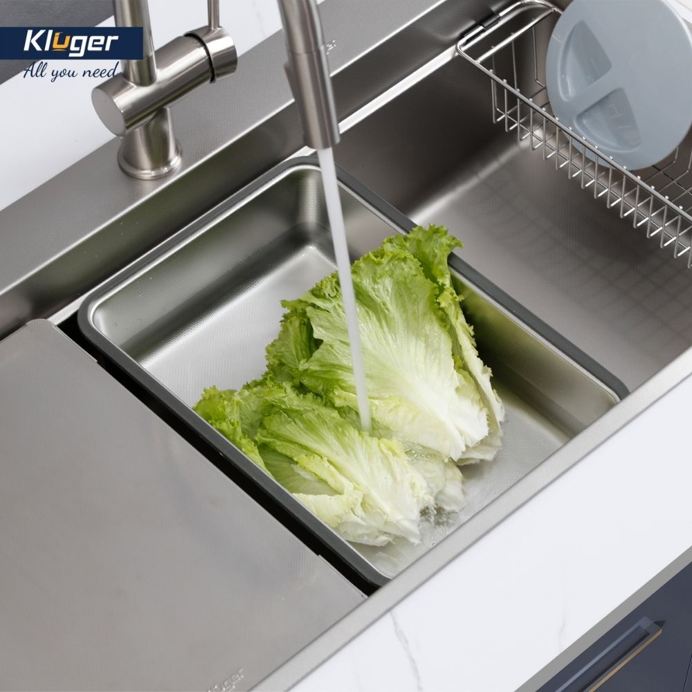 Chậu rửa chén Posco 304 Linen dập nổi Kluger KF8850FS Plus - 8