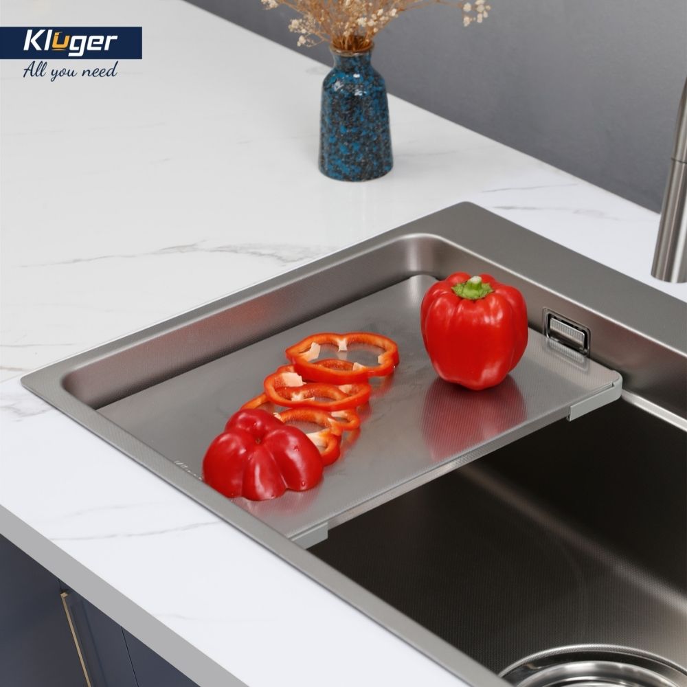 Chậu rửa chén Posco 304 Linen dập nổi Kluger KF8850FS Plus - 10