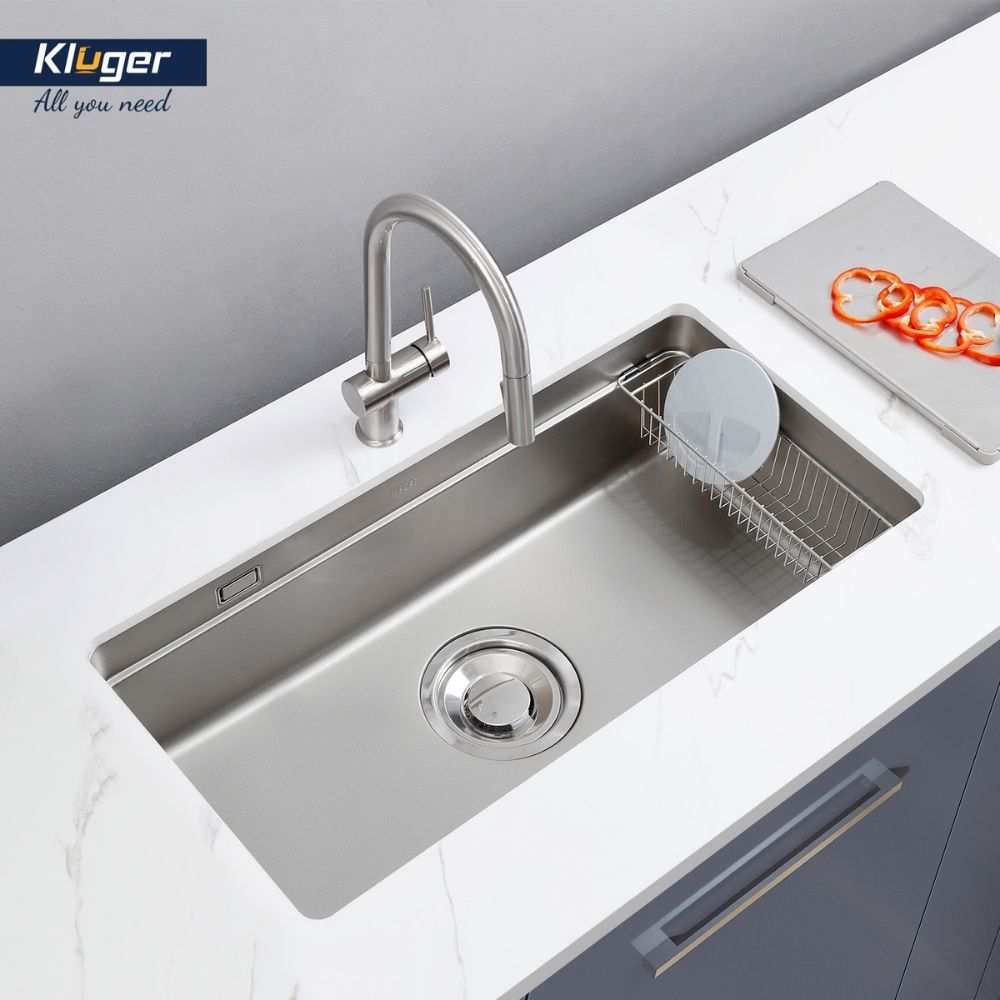 Chậu rửa chén Posco 304 Linen dập nổi Kluger KU7844FS Basic - 5