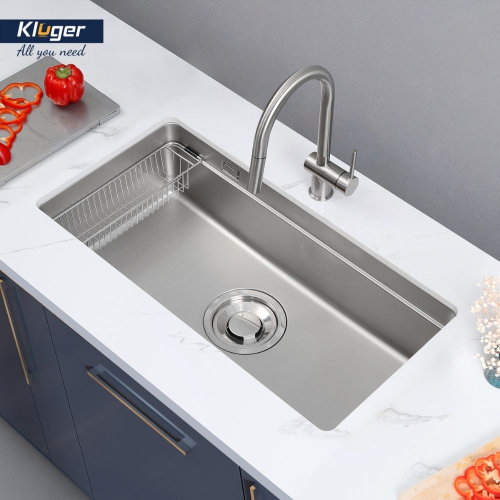 Chậu rửa chén Posco 304 Linen dập nổi Kluger KU7844FS Basic - 6