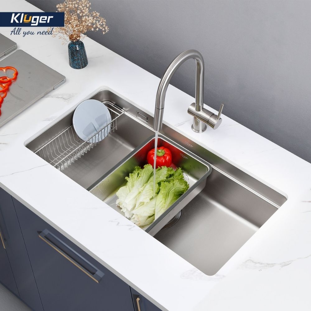 Chậu rửa chén Posco 304 Linen dập nổi Kluger KU7844FS Plus - 7