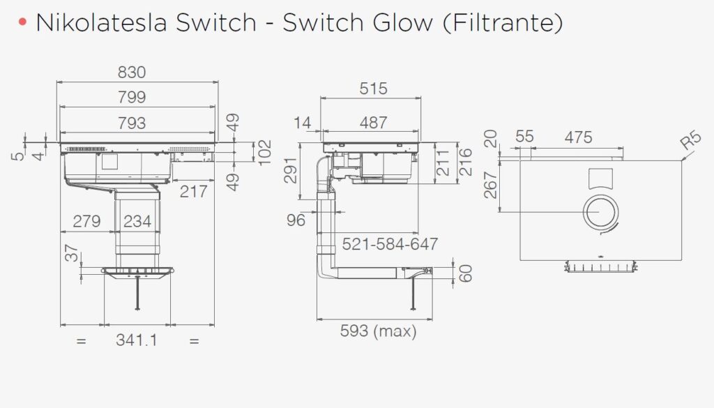 Bếp điện từ kết hợp máy hút mùi ELICA NIKOLA TESLA SWITCH GLOW - 4
