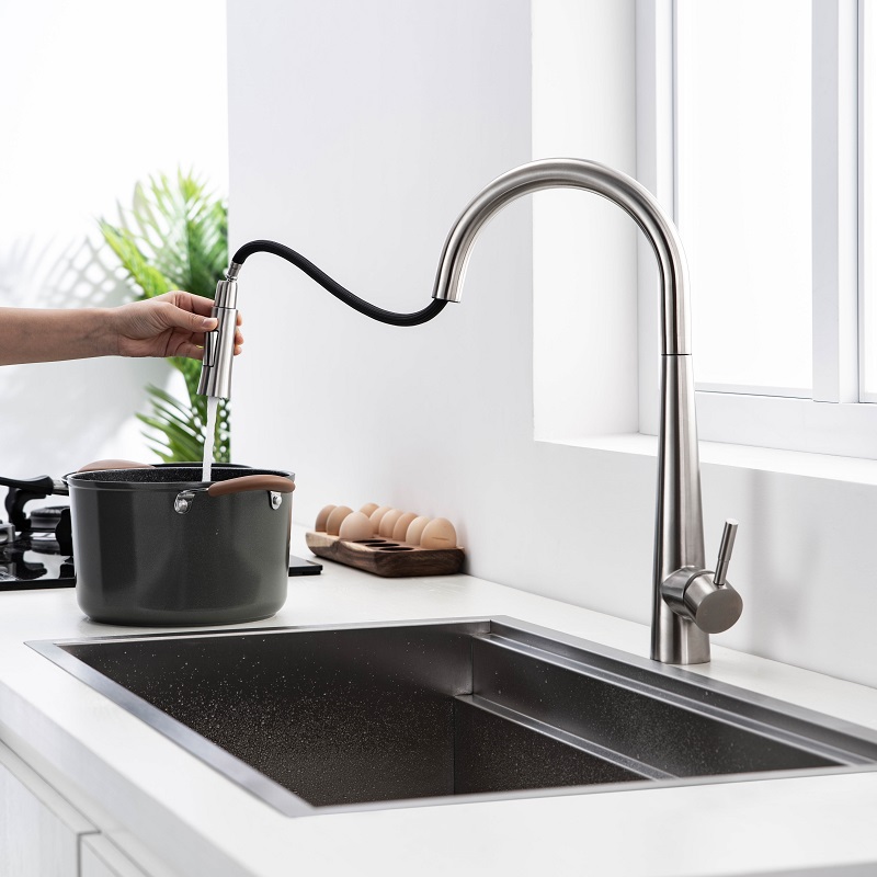 Vòi chậu bếp nóng lạnh dây rút MOZA KLUGER KLF0009C (KLF0009S) - 3