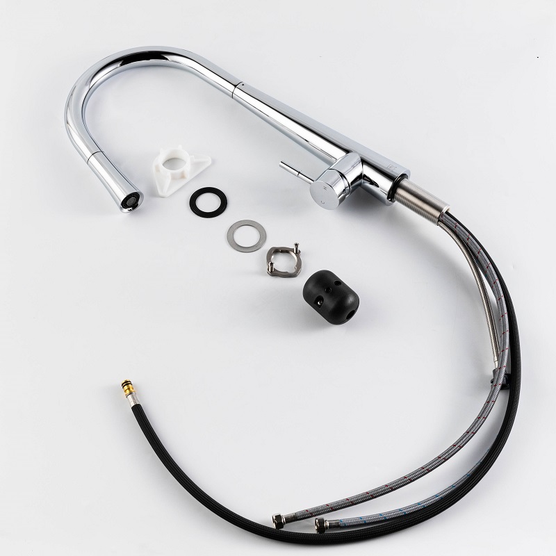 Vòi chậu bếp nóng lạnh dây rút MOZA KLUGER KLF0009C (KLF0009S) - 7