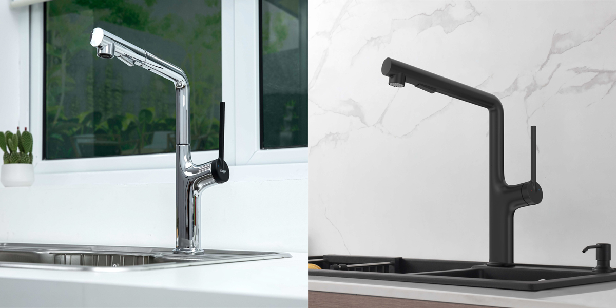 Vòi chậu bếp nóng lạnh dây rút AMBER KLUGER KLF0001C / KLF0001B / KLF0001S - 2