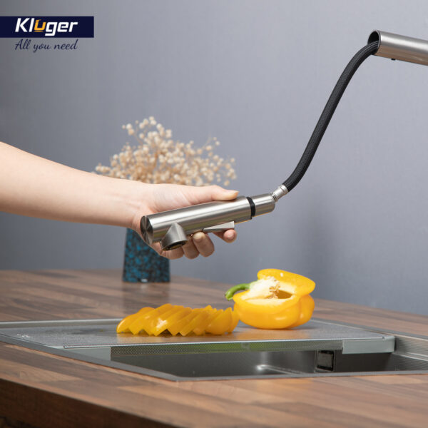 Vòi chậu bếp nóng lạnh dây rút AMBER KLUGER KLF0001C / KLF0001B / KLF0001S - 5