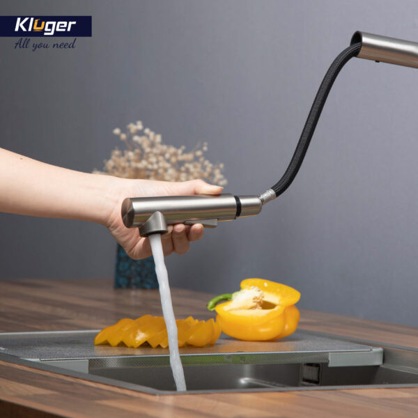 Vòi chậu bếp nóng lạnh dây rút AMBER KLUGER KLF0001C / KLF0001B / KLF0001S - 9