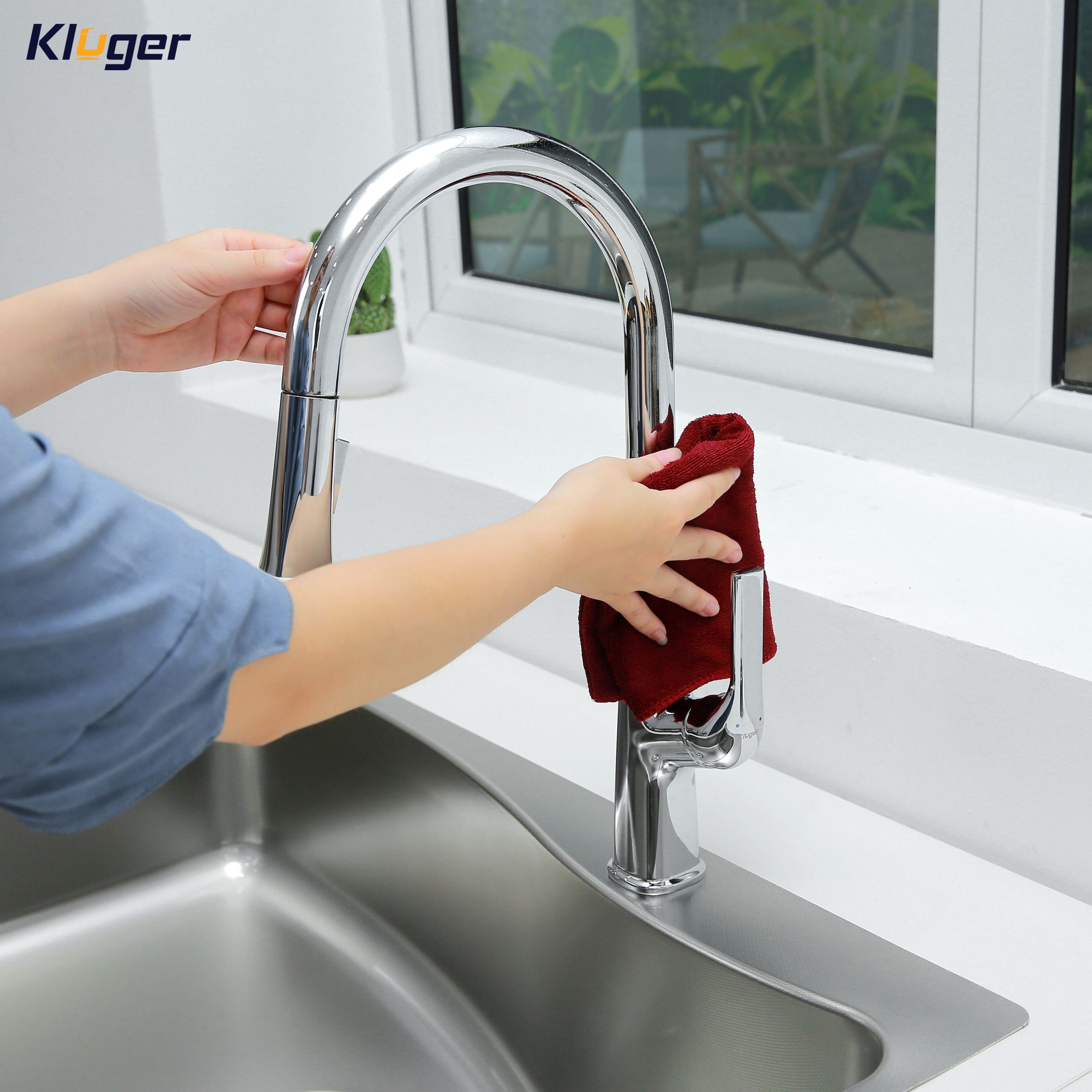 Vòi chậu bếp nóng lạnh dây rút HARMONY KLUGER KLF0002C (KLF0002B) - 2