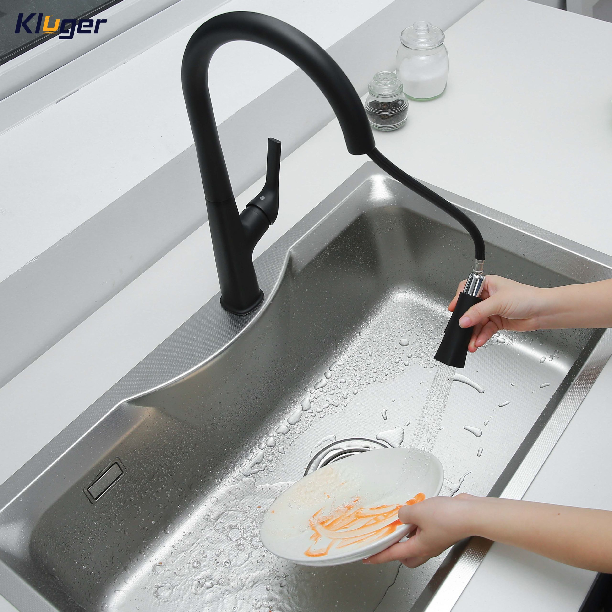 Vòi chậu bếp nóng lạnh dây rút HARMONY KLUGER KLF0002C (KLF0002B) - 3