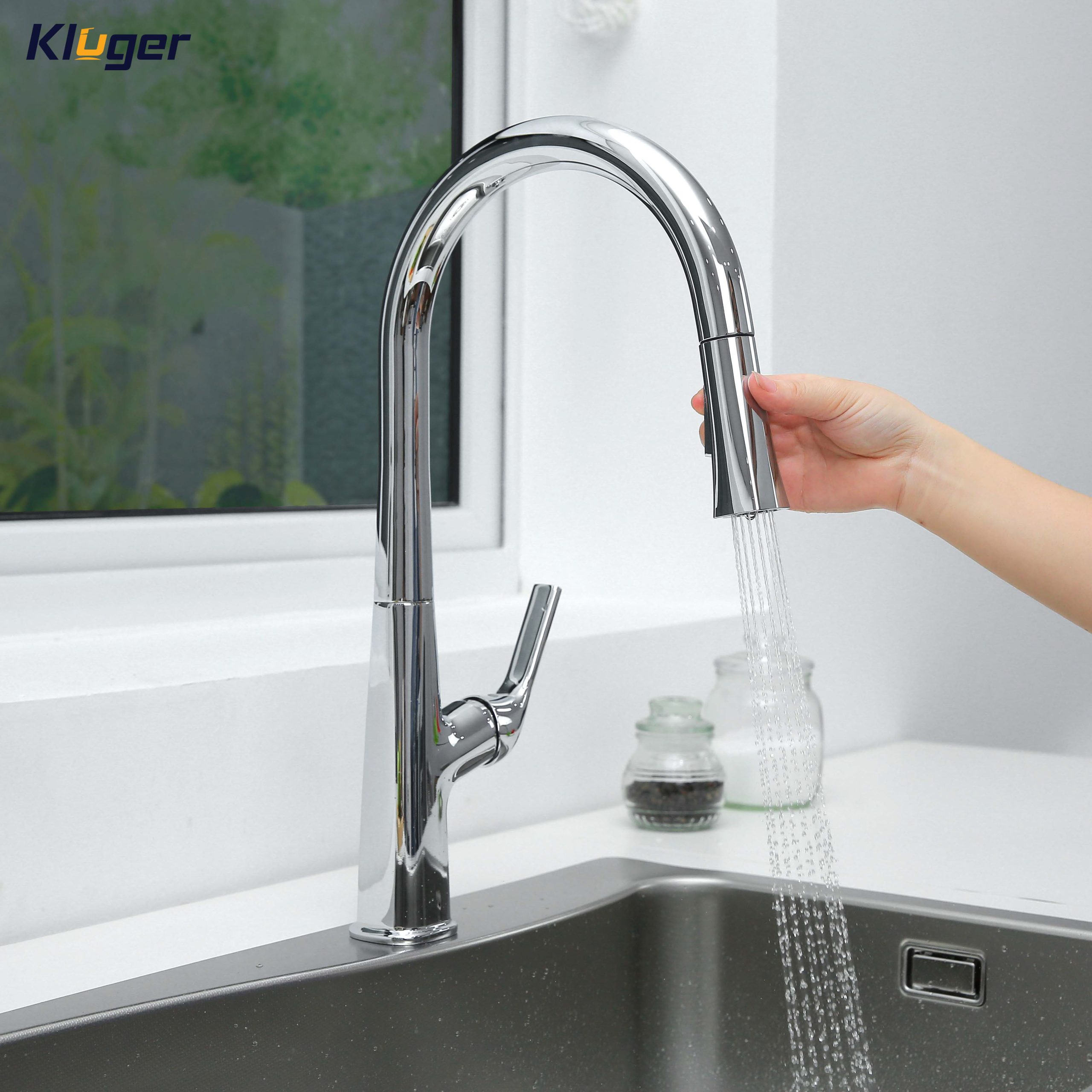 Vòi chậu bếp nóng lạnh dây rút HARMONY KLUGER KLF0002C (KLF0002B) - 4
