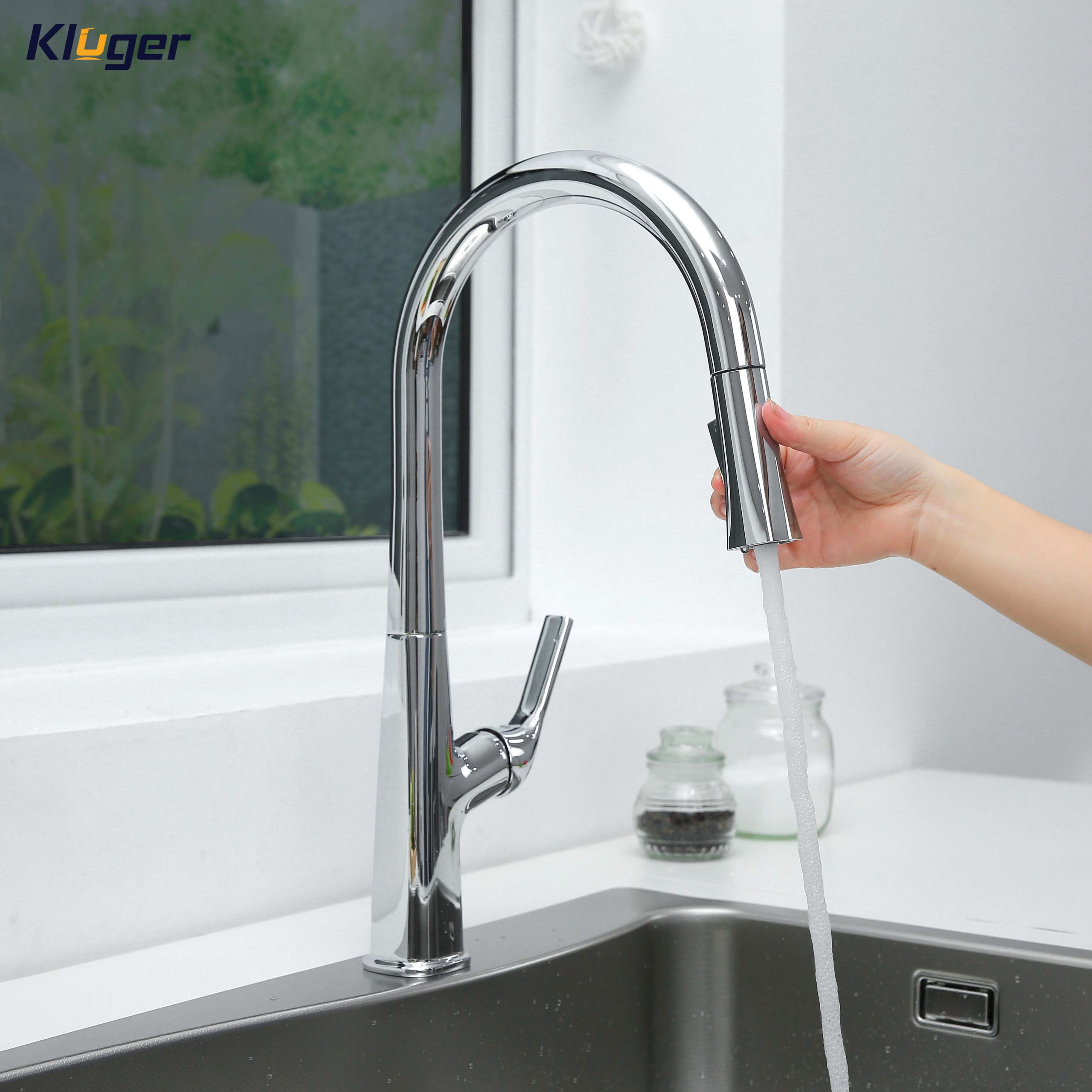 Vòi chậu bếp nóng lạnh dây rút HARMONY KLUGER KLF0002C (KLF0002B) - 8