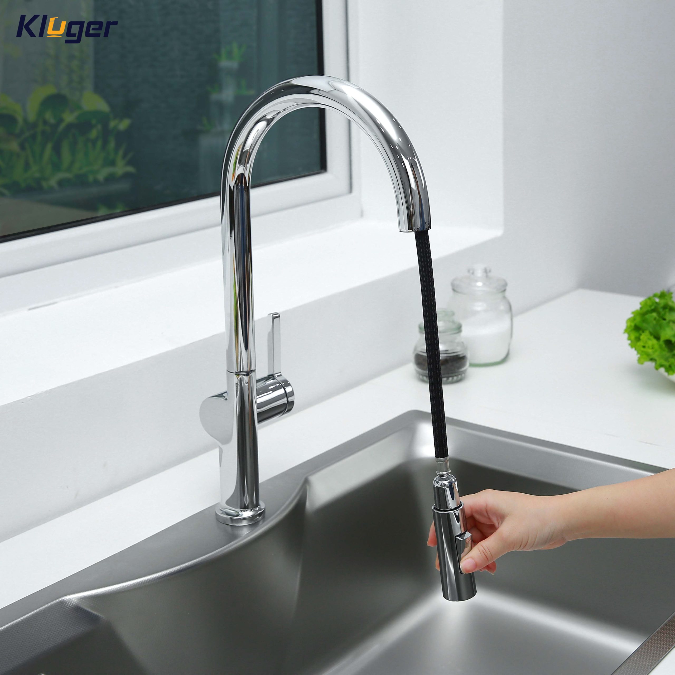 Vòi chậu bếp nóng lạnh dây rút VINCENT KLUGER KLF0003C - 3