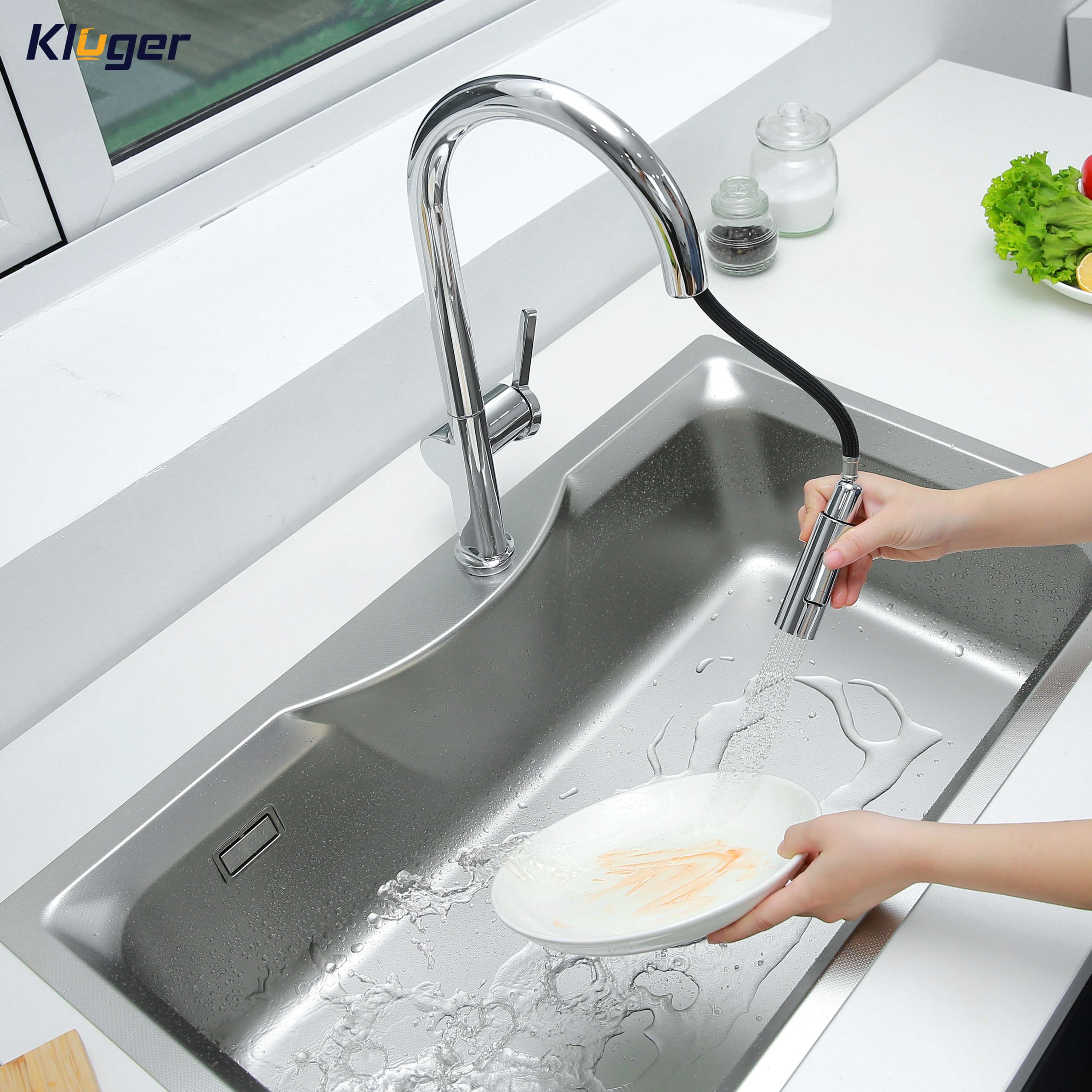 Vòi chậu bếp nóng lạnh dây rút VINCENT KLUGER KLF0003C - 6
