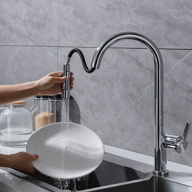Vòi chậu bếp nóng lạnh dây rút VINCENT KLUGER KLF0003C - 10