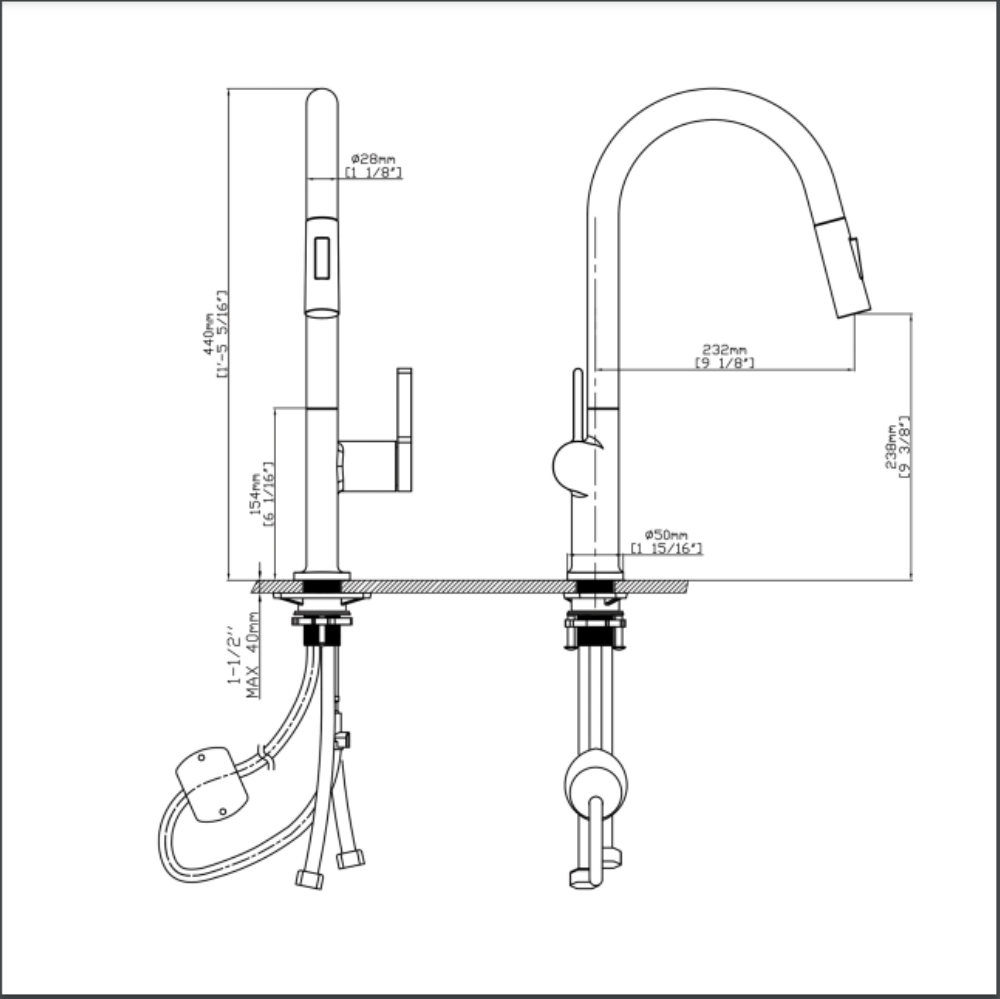 Vòi chậu bếp nóng lạnh dây rút VINCENT KLUGER KLF0003C - 14