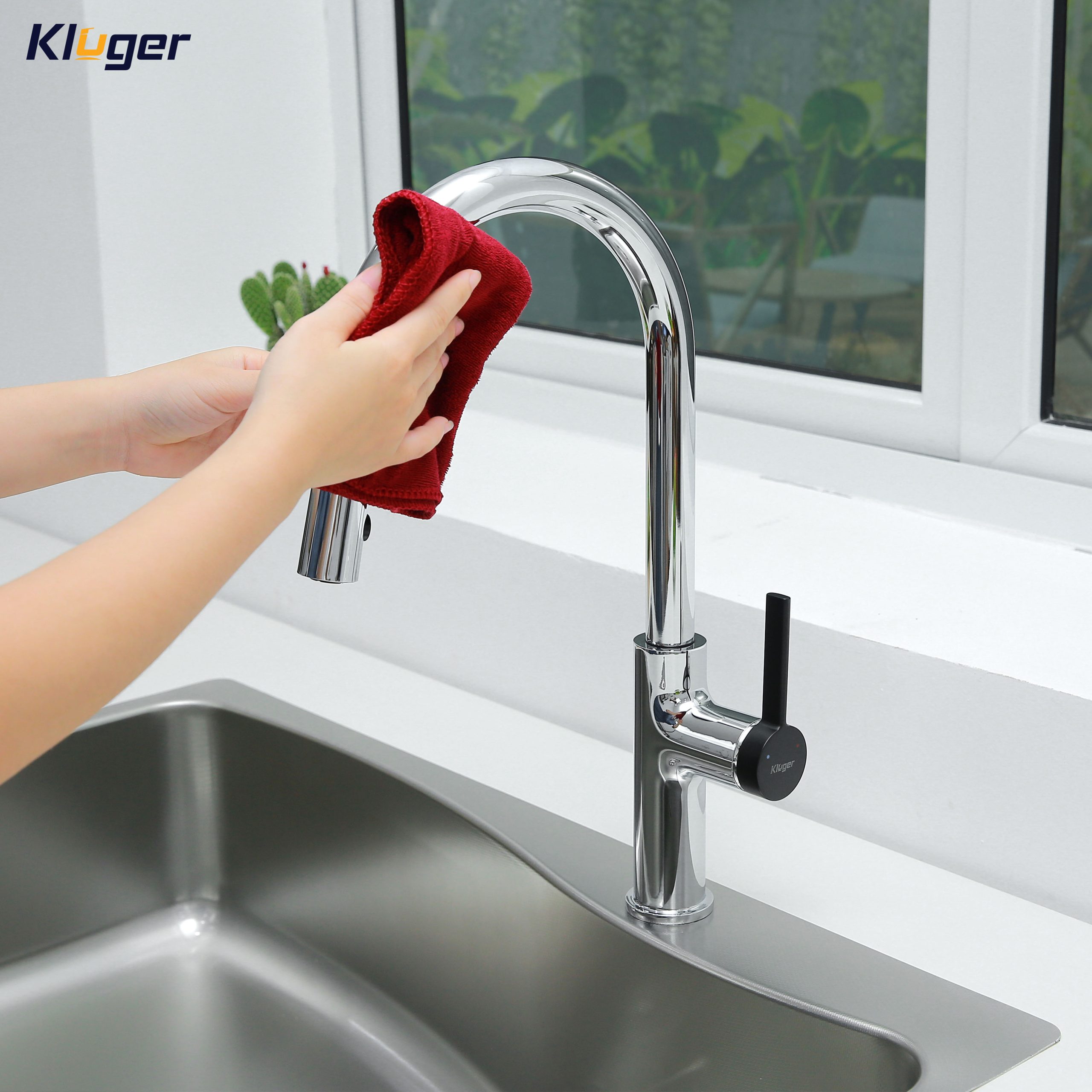 Vòi chậu bếp nóng lạnh dây rút PLUTO KLUGER KLF0005C (KLF0005B) - 3