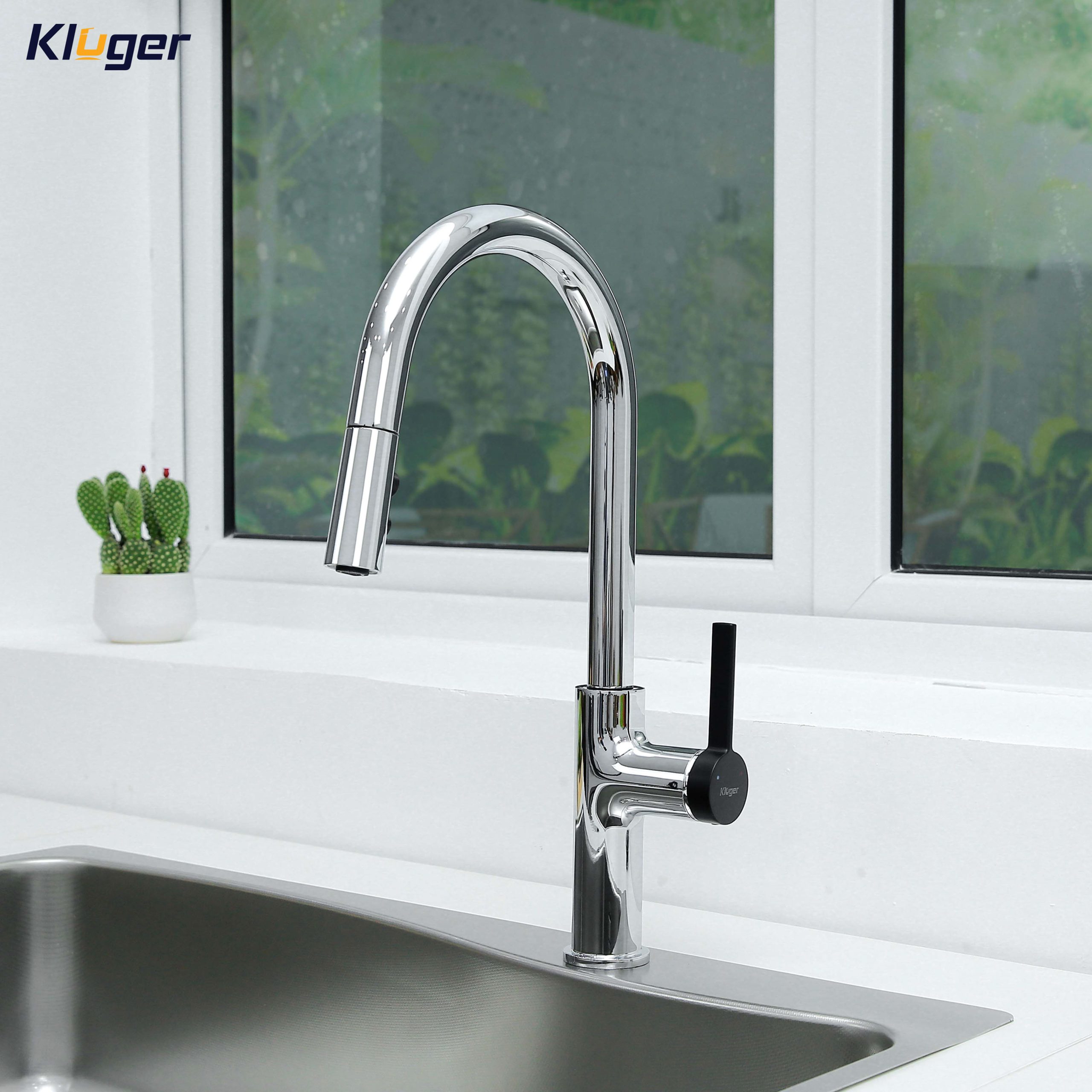 Vòi chậu bếp nóng lạnh dây rút PLUTO KLUGER KLF0005C (KLF0005B) - 5