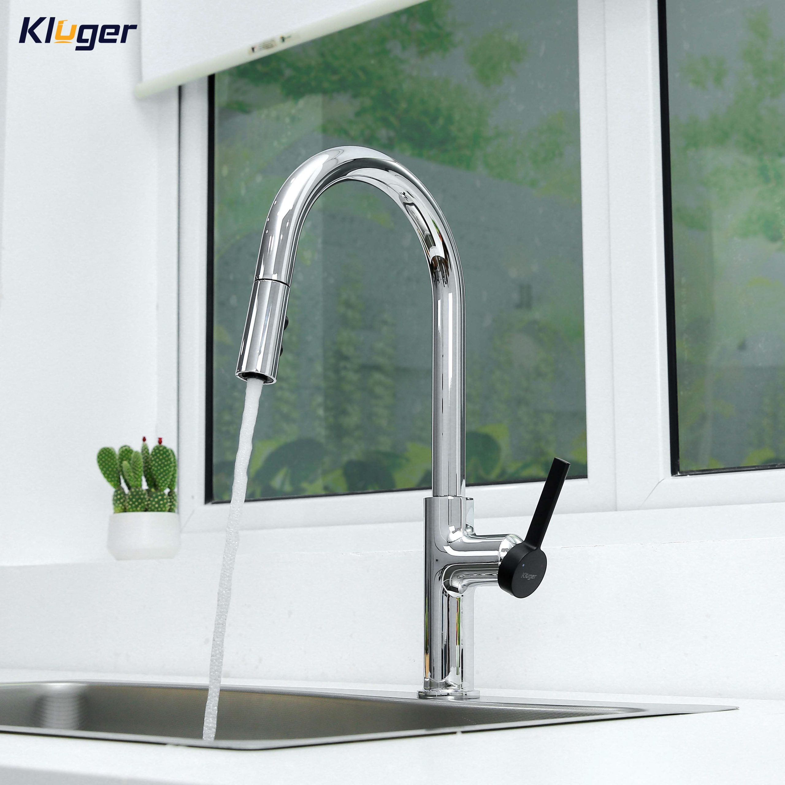 Vòi chậu bếp nóng lạnh dây rút PLUTO KLUGER KLF0005C (KLF0005B) - 6