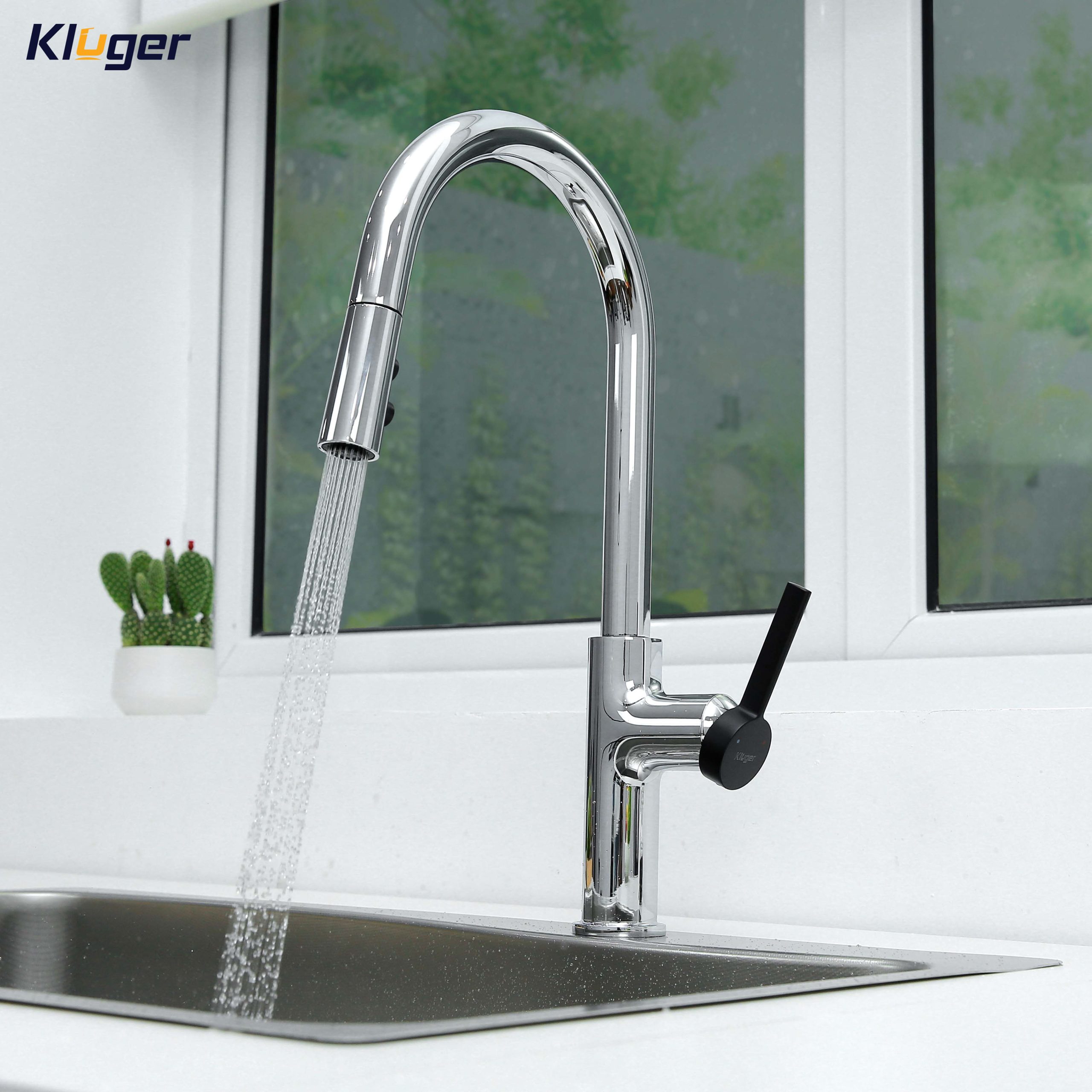 Vòi chậu bếp nóng lạnh dây rút PLUTO KLUGER KLF0005C (KLF0005B) - 8