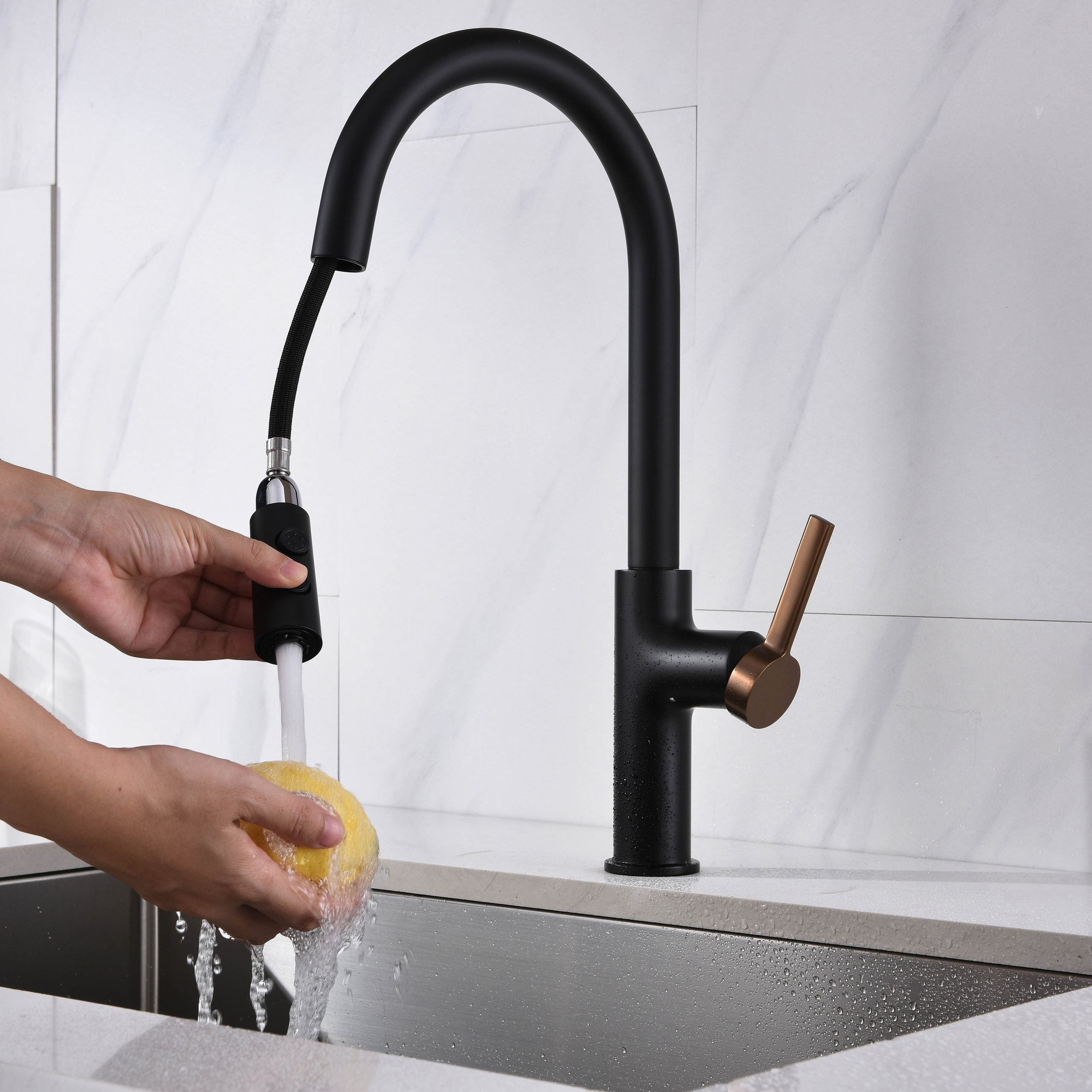 Vòi chậu bếp nóng lạnh dây rút PLUTO KLUGER KLF0005C (KLF0005B) - 10