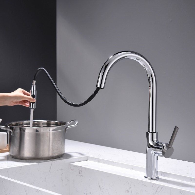 Vòi chậu bếp nóng lạnh dây rút PLUTO KLUGER KLF0005C (KLF0005B) - 11