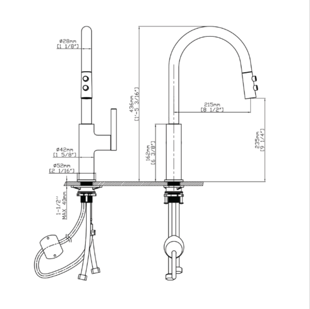 Vòi chậu bếp nóng lạnh dây rút PLUTO KLUGER KLF0005C (KLF0005B) - 19