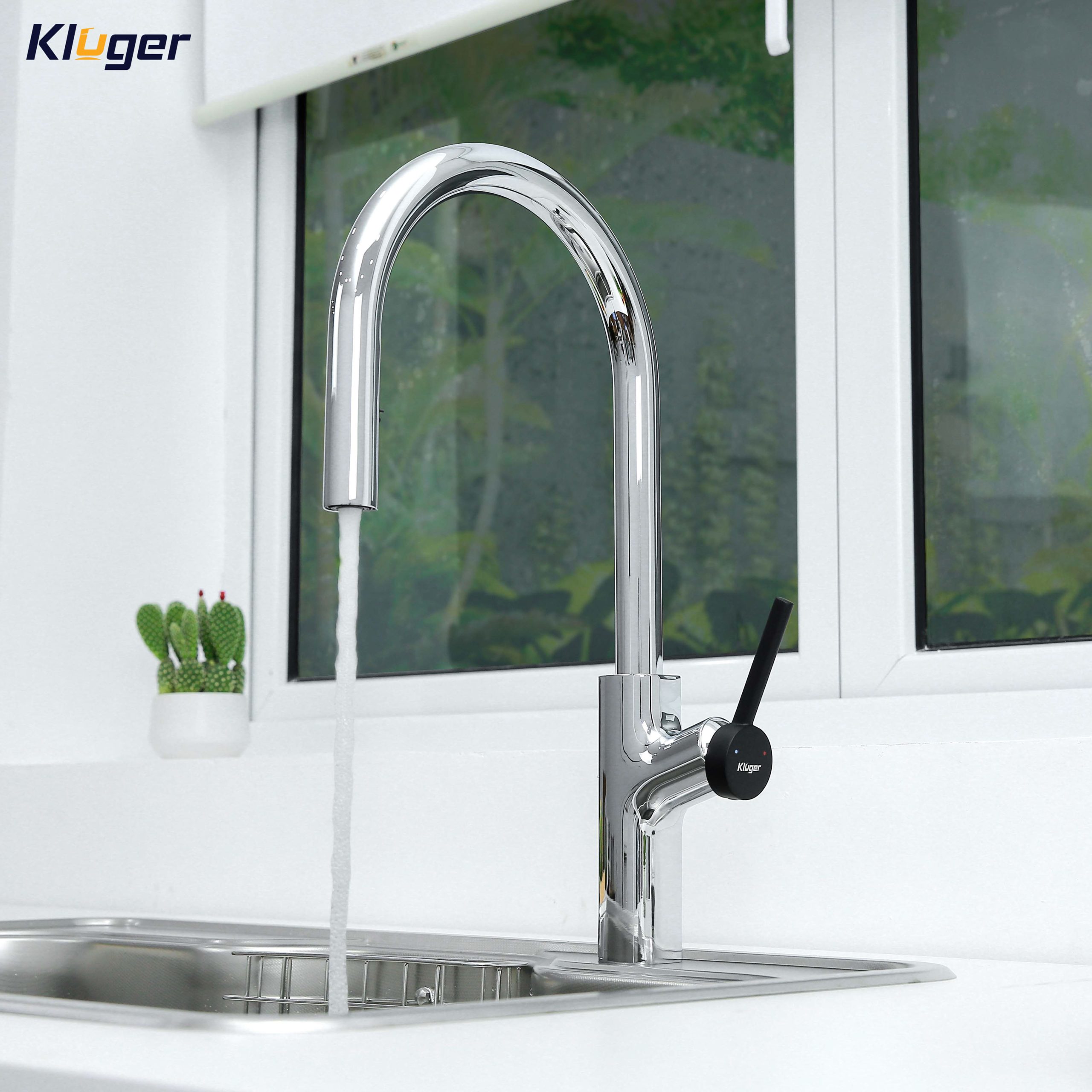 Vòi chậu bếp nóng lạnh dây rút LUNAR KLUGER KLF0006C - 6