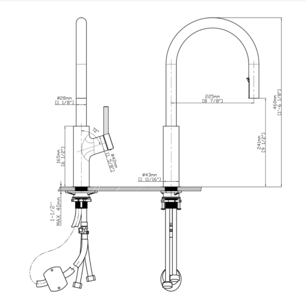 Vòi chậu bếp nóng lạnh dây rút LUNAR KLUGER KLF0006C - 12