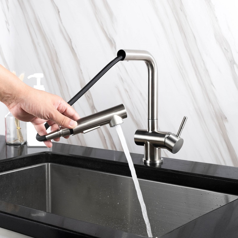 Vòi chậu bếp nóng lạnh dây rút HOPE KLUGER KLF0013C - 11