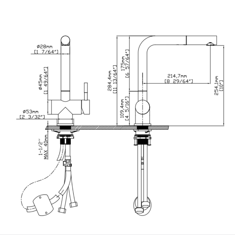 Vòi chậu bếp nóng lạnh dây rút HOPE KLUGER KLF0013C - 13