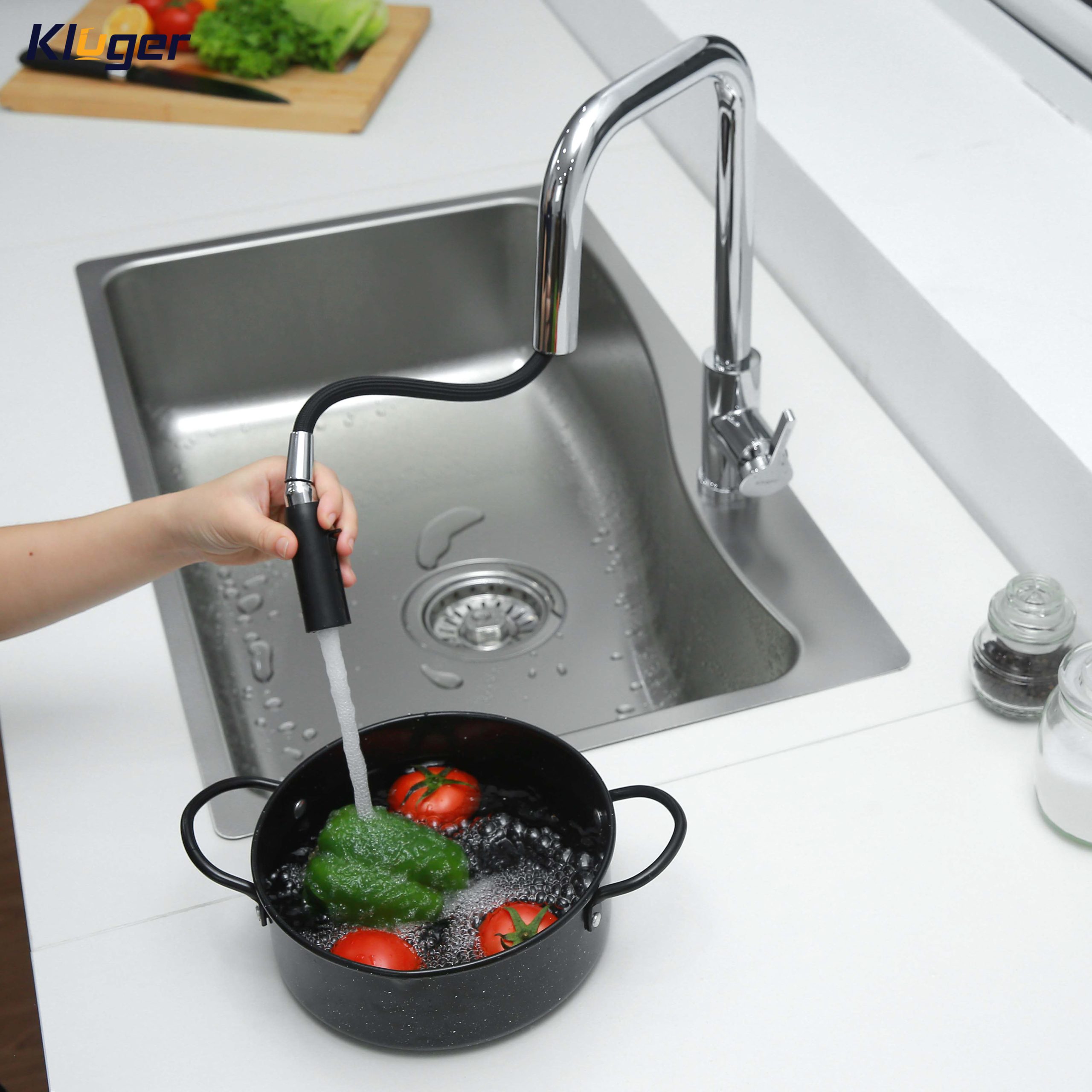 Vòi chậu bếp nóng lạnh dây rút LEO KLUGER KLF0015C - 5