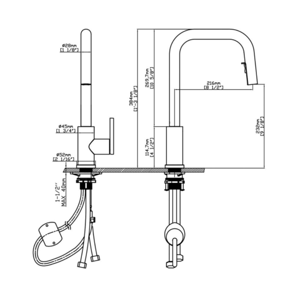 Vòi chậu bếp nóng lạnh dây rút LEO KLUGER KLF0015C - 11