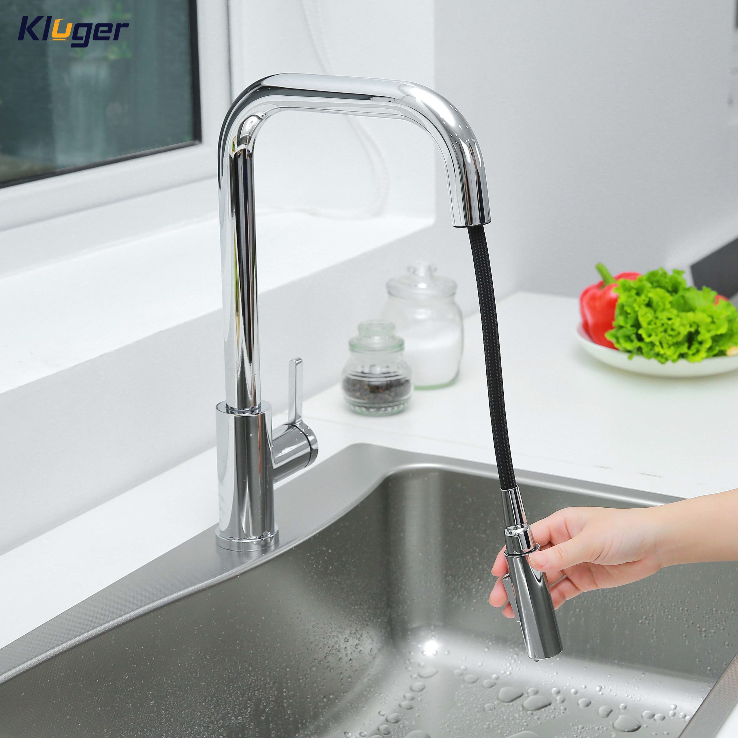 Vòi chậu bếp nóng lạnh dây rút LEO KLUGER KLF0011C - 2